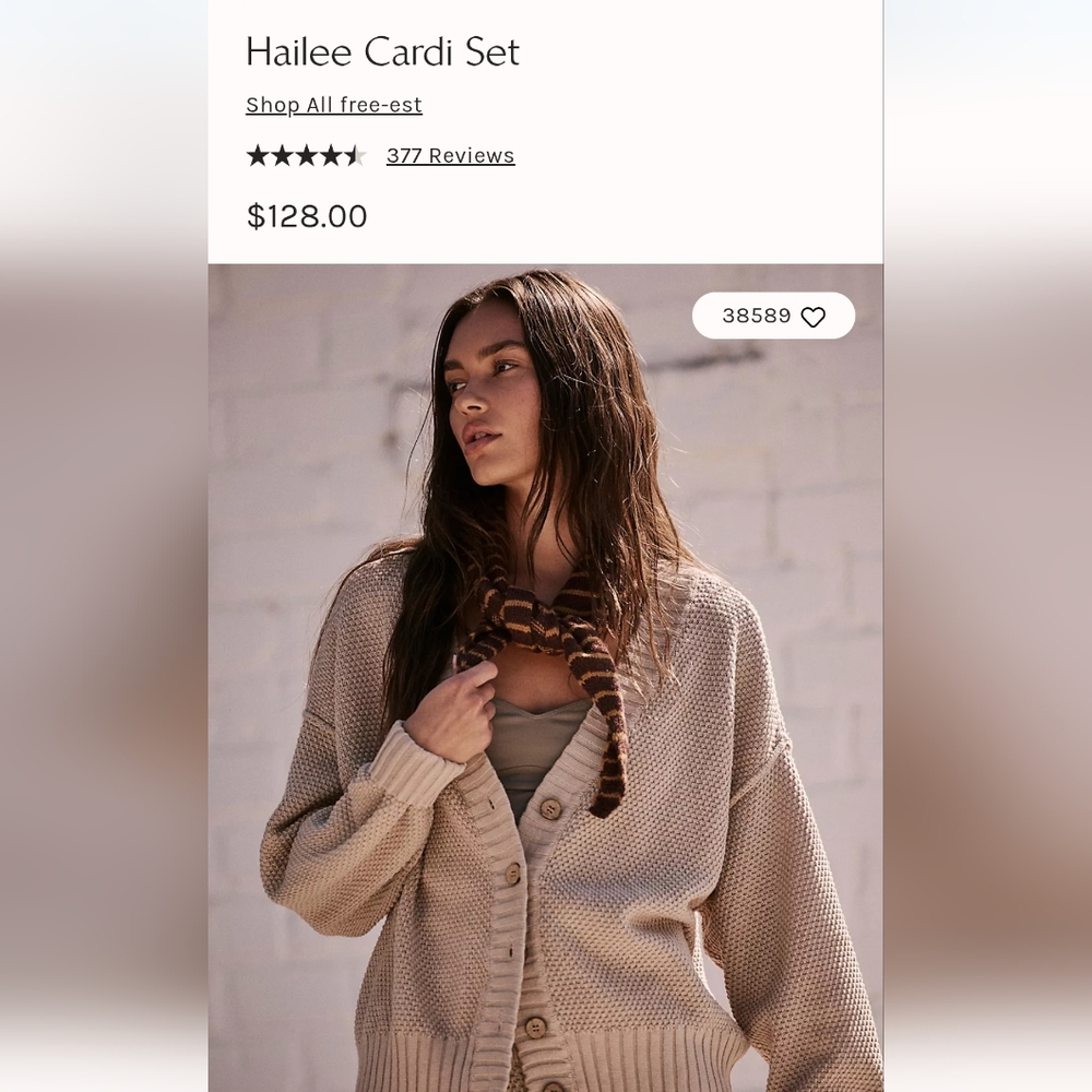New Free People Taupe Button-Down Cardigan Size M